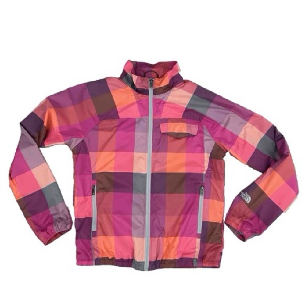 The North Face Multicolor Plaid Windbreaker Shell Jacket Spring Outdoor Hiking - Picture 2 of 12